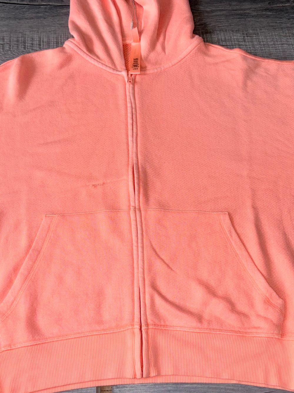 New Skims Light French Terry Zip-Up Hoodie size L orange NWT